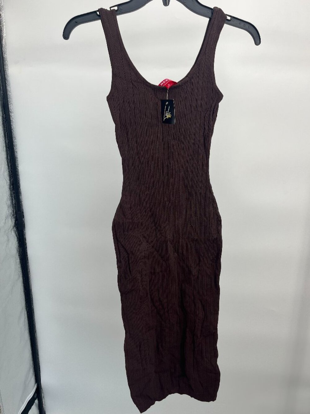 Women’s Dress - Hera by Dressed in LALA Brown Tight Fitted Ribbed Dress